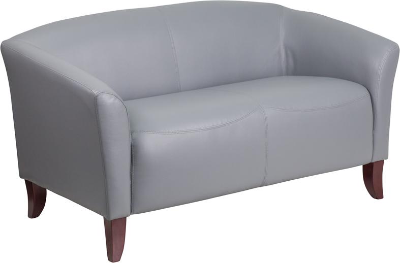 HERCULES Imperial Series Gray Leather Loveseat